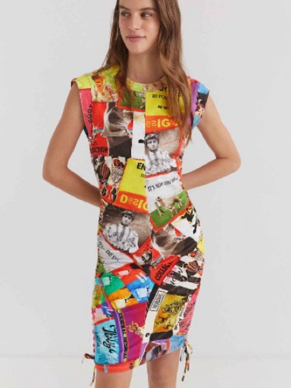 Desigual Multicolor Printed Patchwork Midi Dress